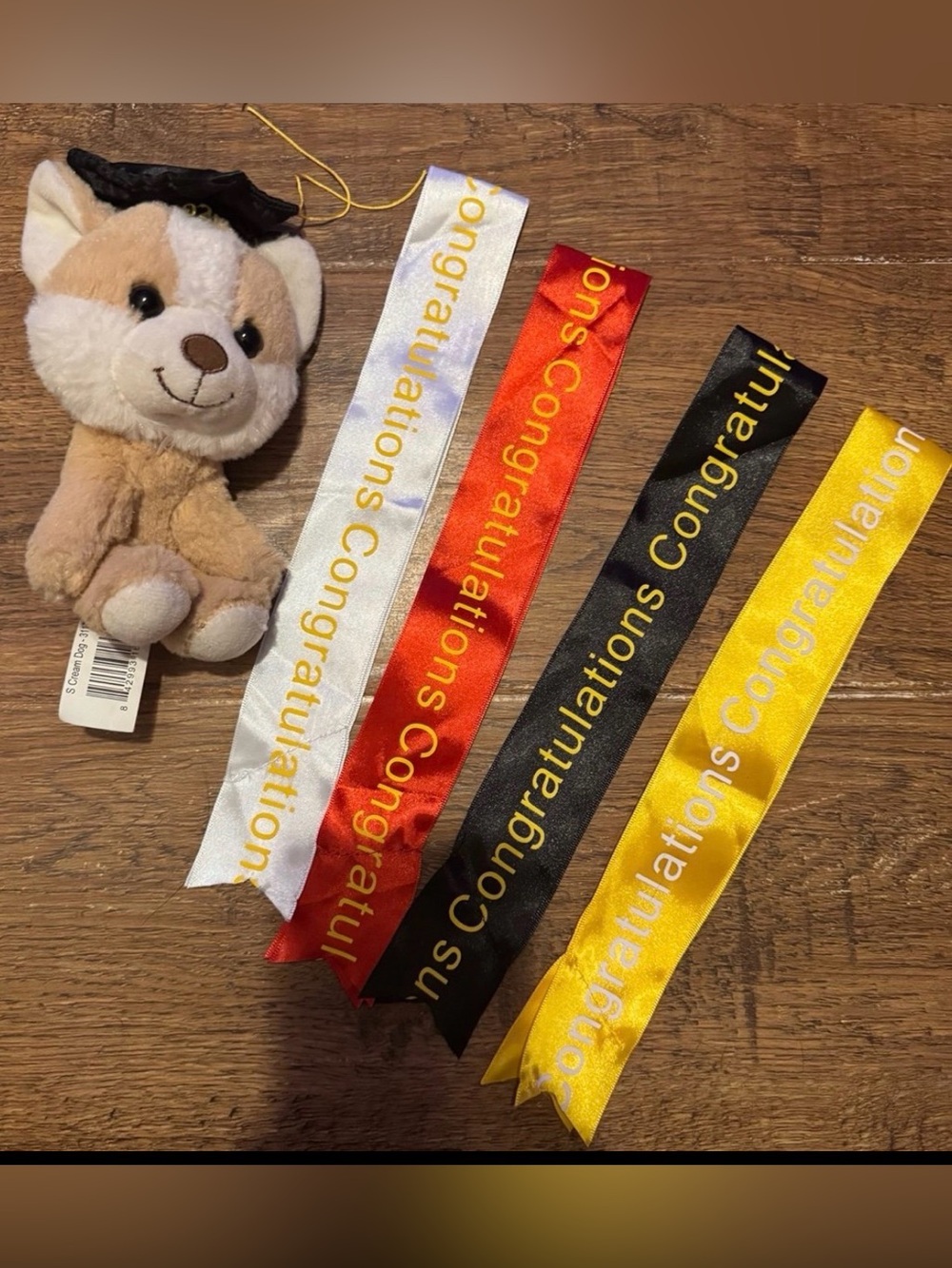 Corgi keychain plush w/ graduation cap & 4 sashes for plush animals or crafts